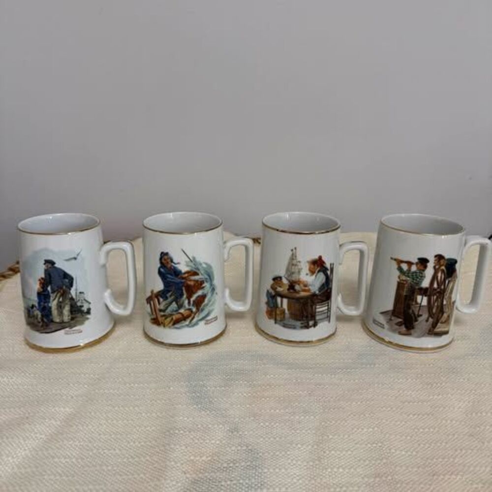 Norman Rockwell Museum Nautical Themed Mugs Set of 4